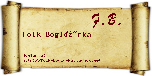 Folk Boglárka névjegykártya